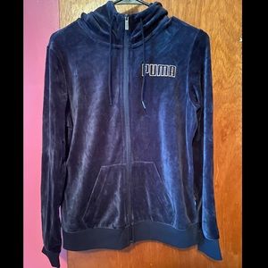 Puma womens velour workout track jacket hoodie sweatshirt size medium brand new